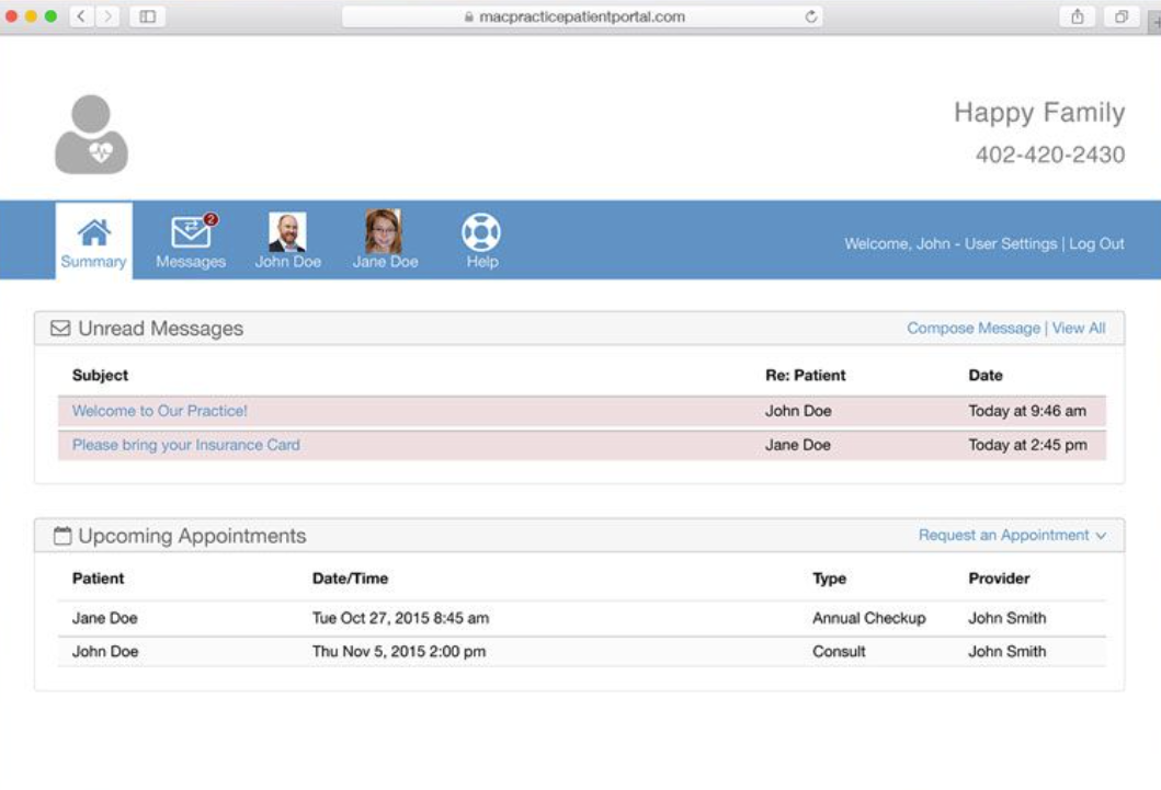 screenshot of MacPractice MD
